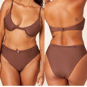 NWT Andie Brown Espresso The Riviera High Waisted Bikini Bottom Size XS‎